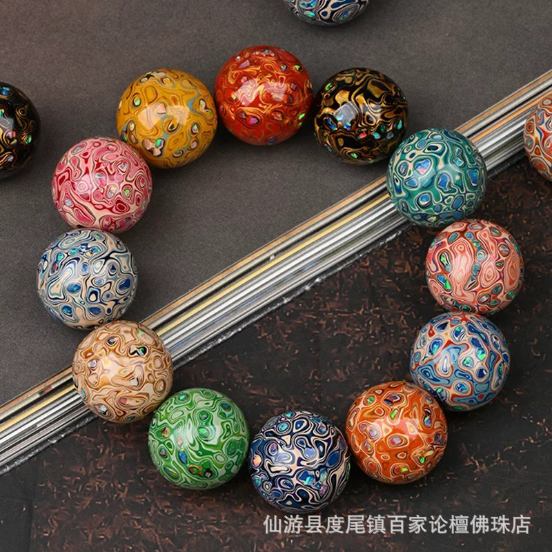 Оптовая продажа крупных лакированных бусин 20 мм, свободные бусины, инкрустированные опалом, браслет, натуральный растительный лак, DIY украшения