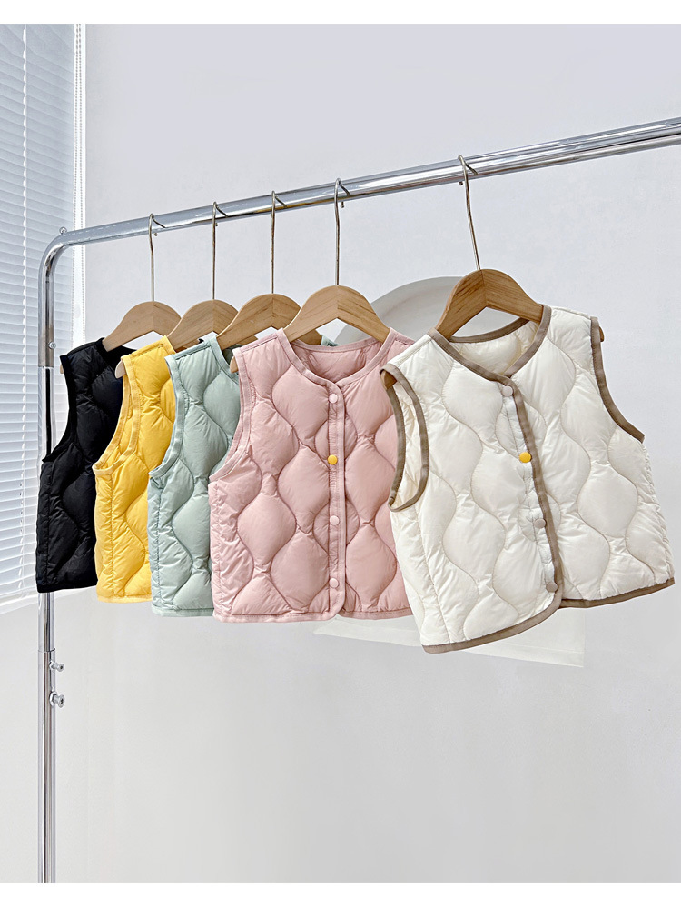 2025 New Children's down Vest Children's Vest Autumn and Winter Boys and Girls Baby Warm Collarless Waistcoat Liner