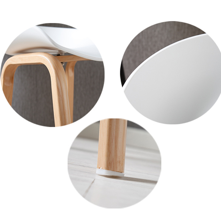 Nordic Heat Transfer Iron Art Bar Chair with Wood Grain, Creative, Simple and Stylish, High Chair with Wooden Legs for Reception Desk, Dining Room, and Meeting