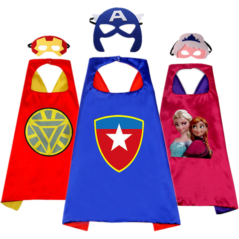 Children's Cape Cosplay Costume Cartoon Cape Superhero Mask Printed Cape Halloween Dress up Costume