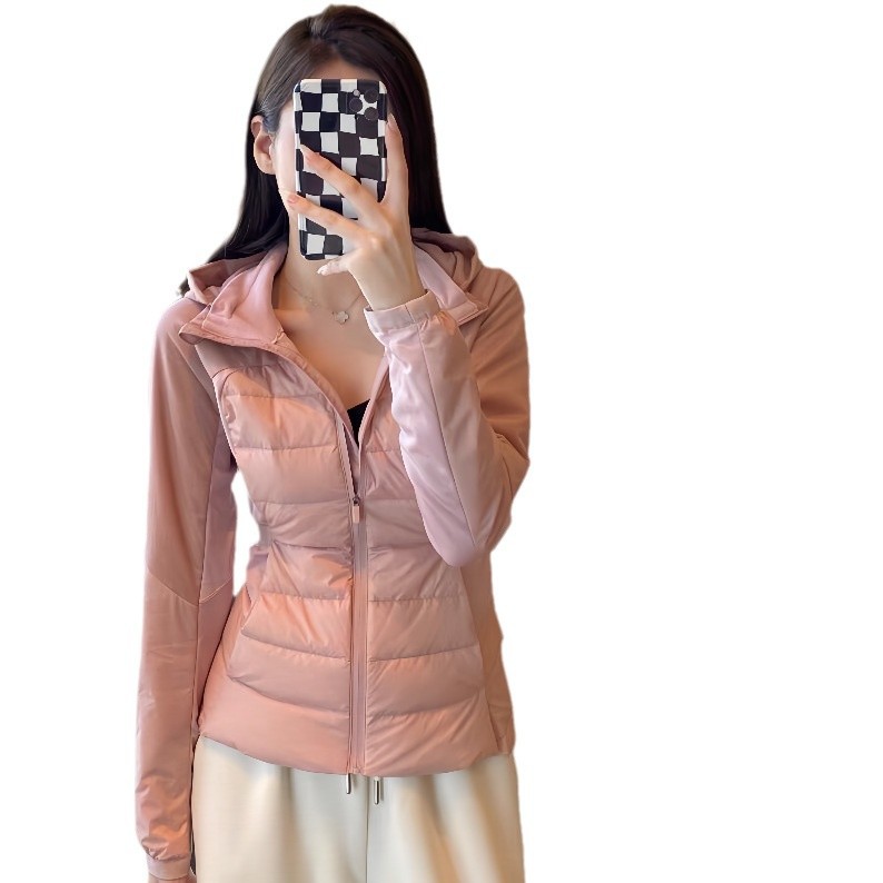 Source Factory Lulu Same Style Sports down Jacket 90 White Duck down Slim Running Lightweight Fitness Hooded Jacket Winter