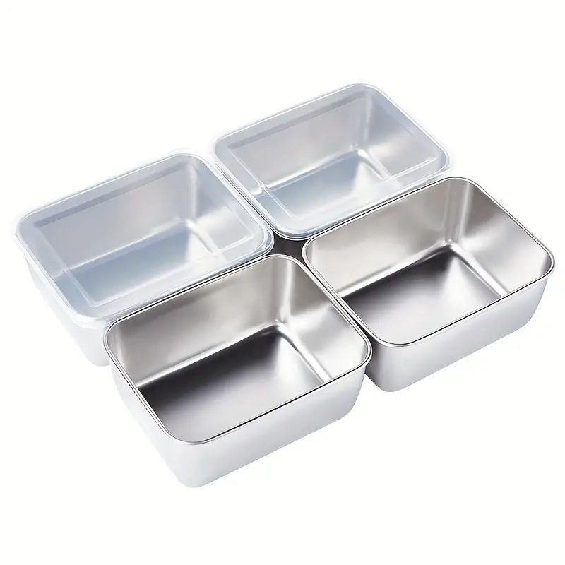 Stainless Steel Square Crisper Food Crisper Snack Plate Refrigerator Refrigerated Fruit Dish Storage Box