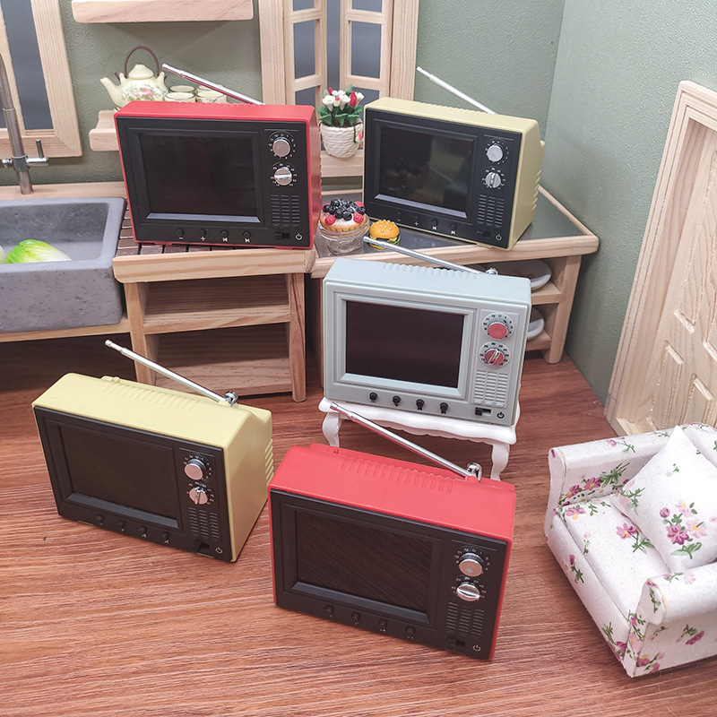 Mini small TV can watch and play 12-minute baby House ob11 miniature scene furniture model living room food and play props