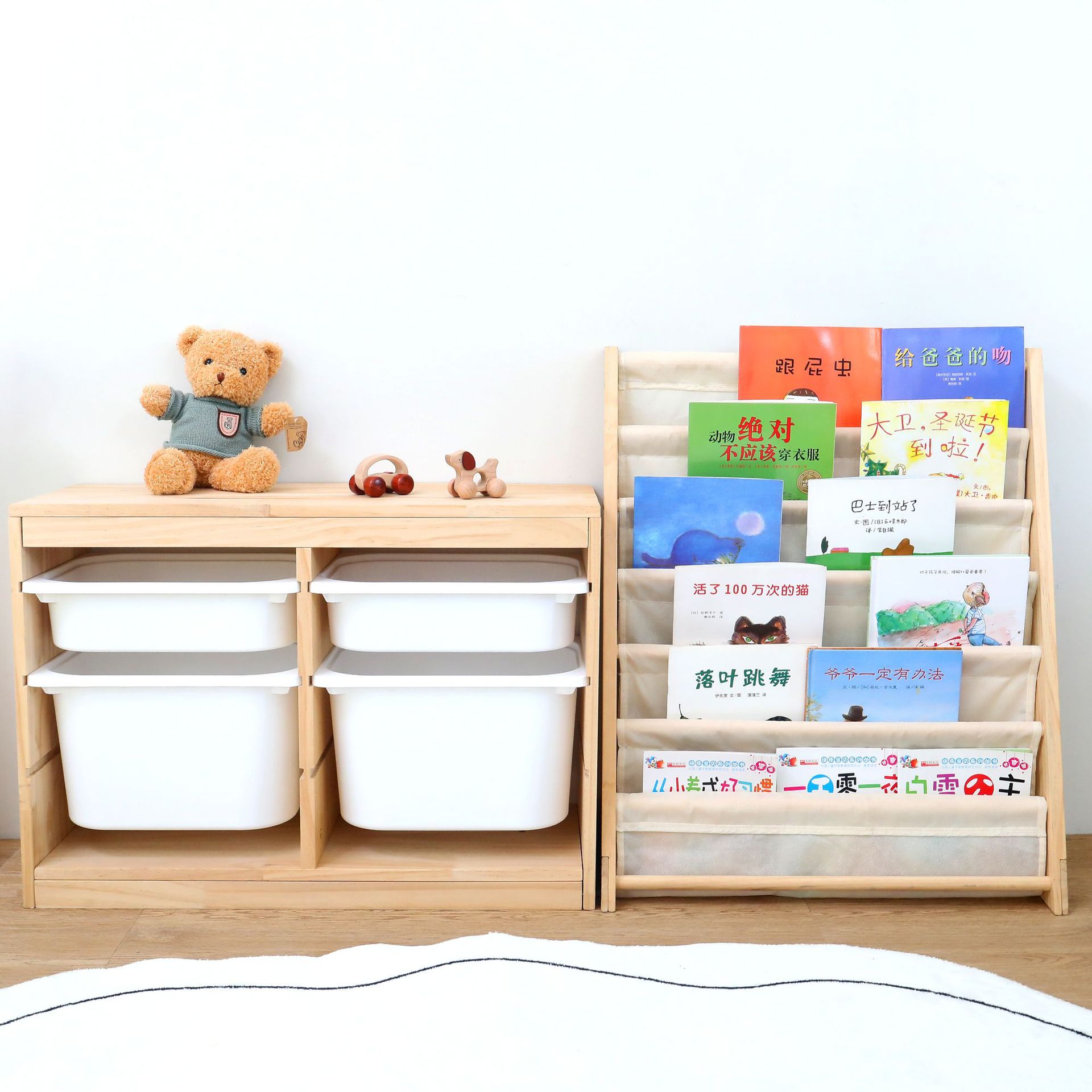 Solid wood children's picture book shelf simple floor wooden book shelf kindergarten training institution reading shelf bookshelf