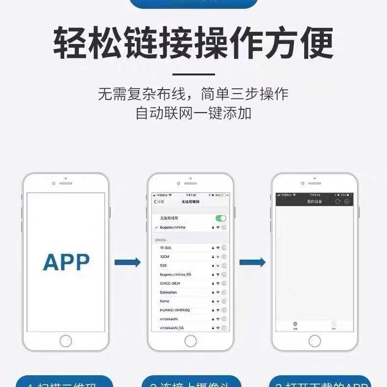 Cross-Border Wireless Camera Connected to Mobile Phone Remote Network-Free Monitor Home Ultra-High Definition Indoor and Outdoor Network Without Plug-In