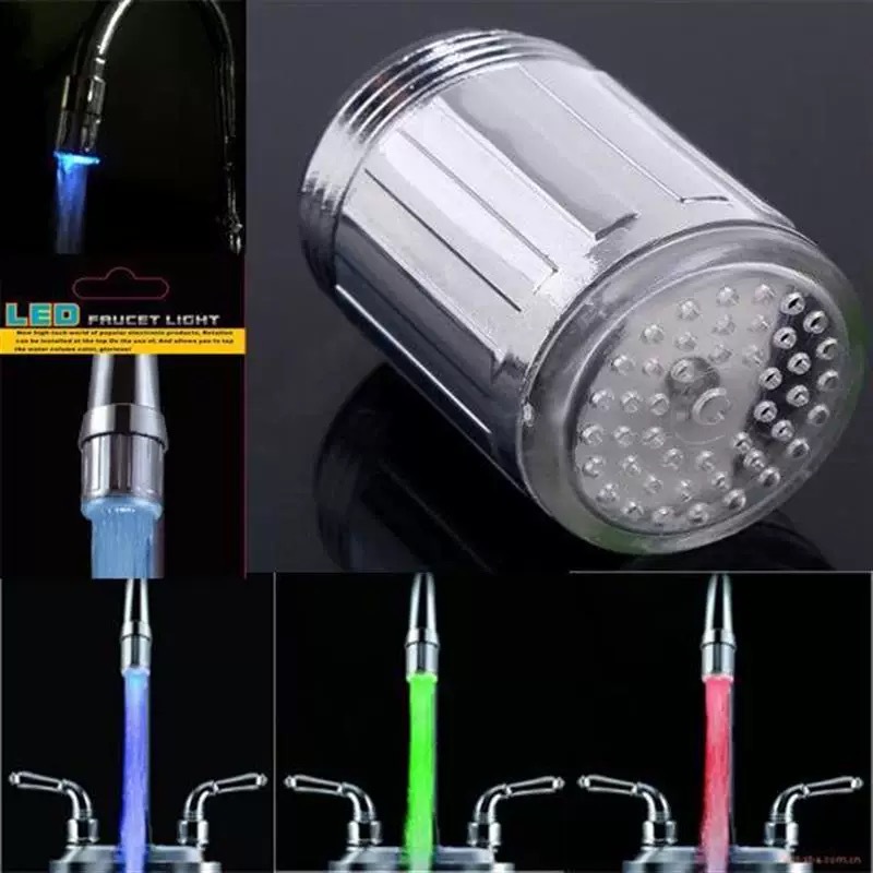 Three-Color Led Light Temperature-Controlled Color-Changing Faucet Intelligent Light-Emitting Temperature-Controlled Hot and Cold Light Water Outlet Kitchen and Bathroom