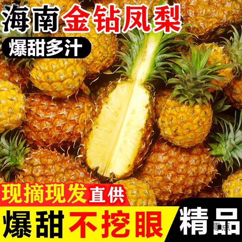With Box 2.5kg Hainan Golden Diamond Pineapple, Sweet and Juicy, Fresh 10 Seasonal Fruits for Pregnant Women, Hand-Shredded Eyeless Pineapple