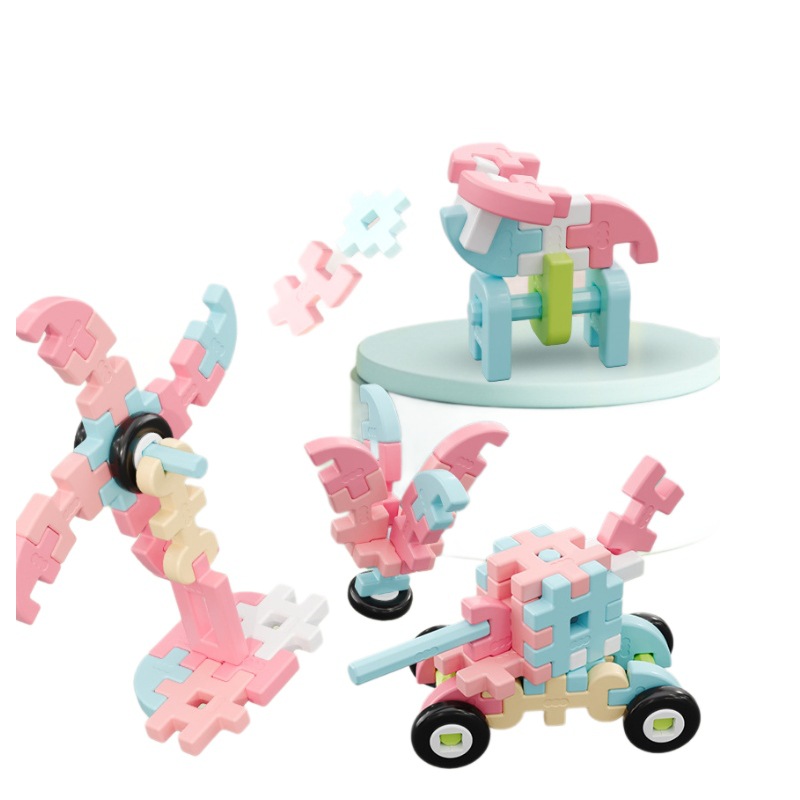 Large Particle Soft Rubber Building Blocks DIY Assembled Early Education Brain-Stimulating Intelligence Toys for Babies 3 to 6 Years Old Girls Assembling Toys