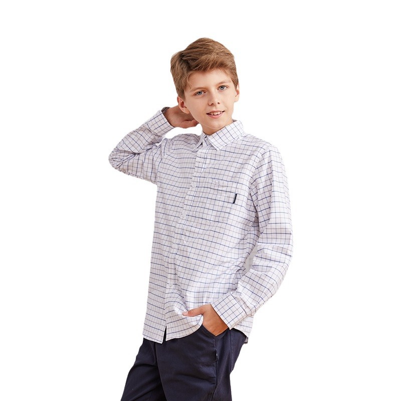 Men's and Women's School Uniform Children's Plaid Shirt Spring and Autumn Long Sleeve Shirt College Style Primary School Uniform Class Clothes Top