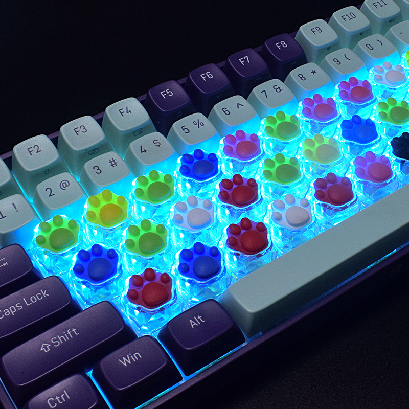 In stock wholesale single keycap personalized mechanical keyboard keycap R3 silicone transparent cute cat claw keycap customization
