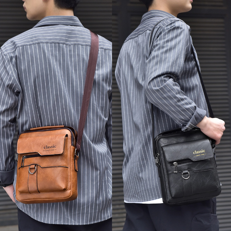 Cross-border Men's Trendy Crossbody Bag High-end Work Commuter Waterproof Portable Bag Casual Men's Portable Small Satchel