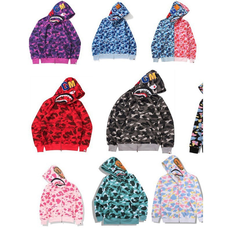 Европейская и американская кросс-бордовая костюм камуфляж модный бренд акула голова 3D печать худи модный свитер на молнии Хэллоуин