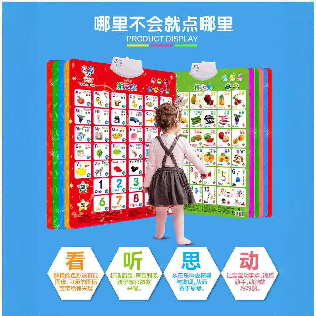 Early Education Voice Wall Chart Children Baby Electronic Voice Pronunciation Learning Hanging Picture Letters Concave and Concave Cognitive Wisdom Fish