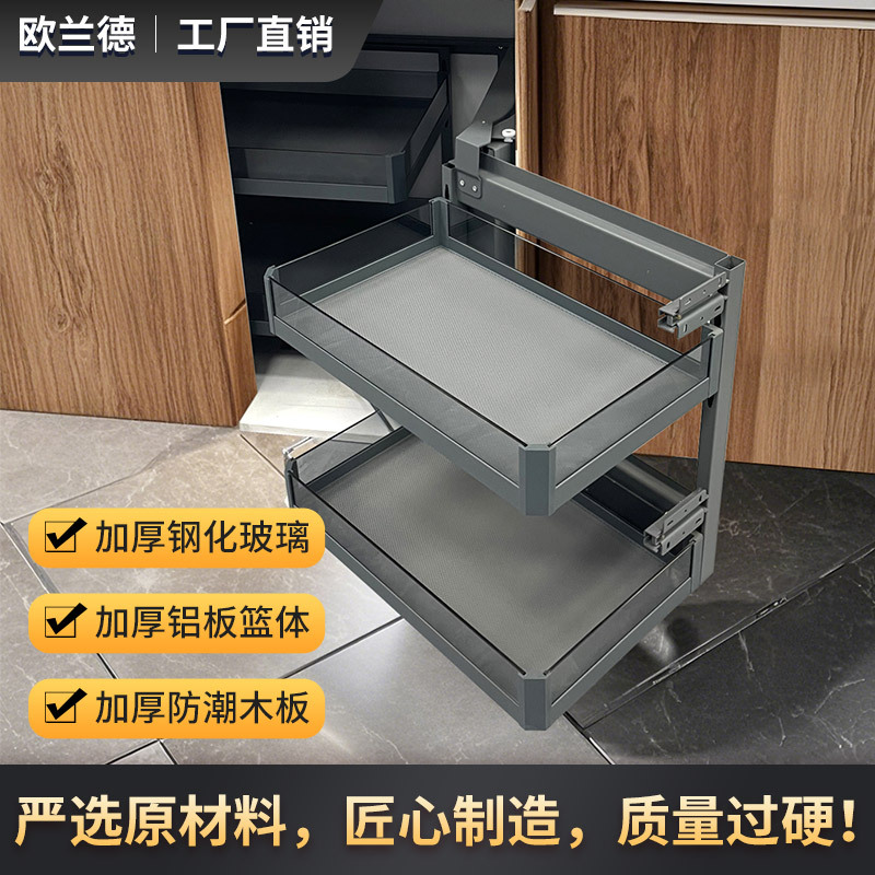 Orland Corner Pull Basket Little Monster Kitchen Cabinet Corner Pull Basket Drawer Type Storage Rack Embedded Storage Rack