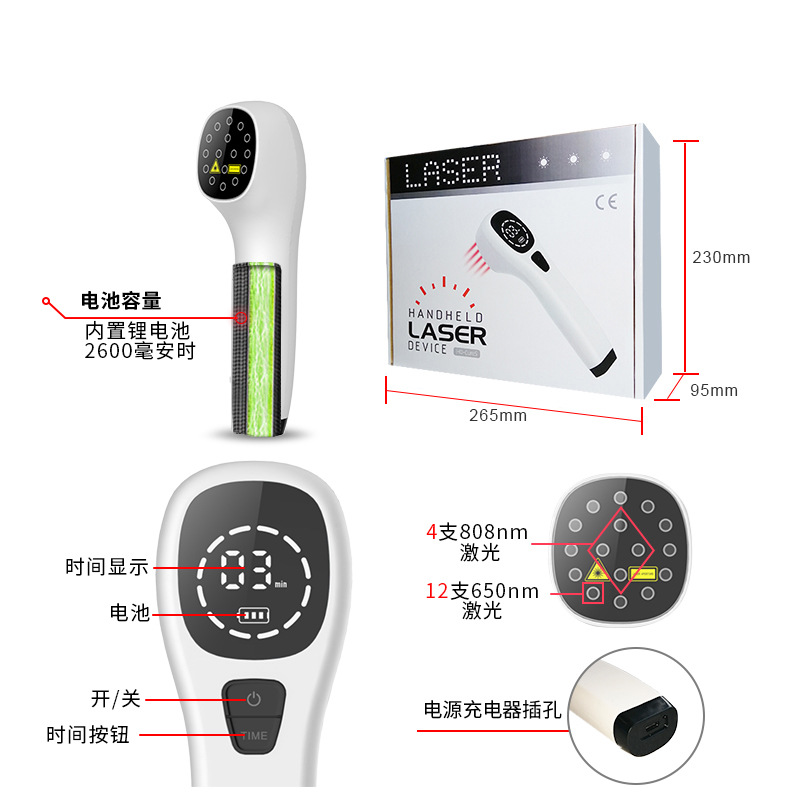 Laser Function Home Care Use Cold Laser 808Nmand 650Nm for Pain Treatment Sports Injury