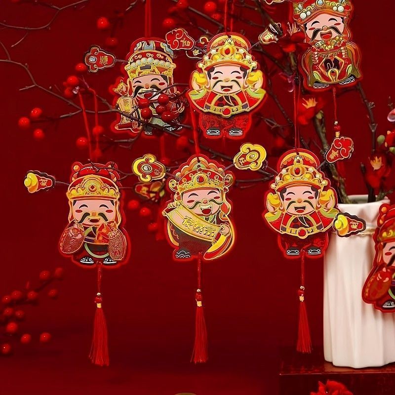 The God of Wealth can move his head and shake his head. The refrigerator magnetic sticker is lucky. The God of Wealth moves his ears. The refrigerator is hung with decorative door stickers.