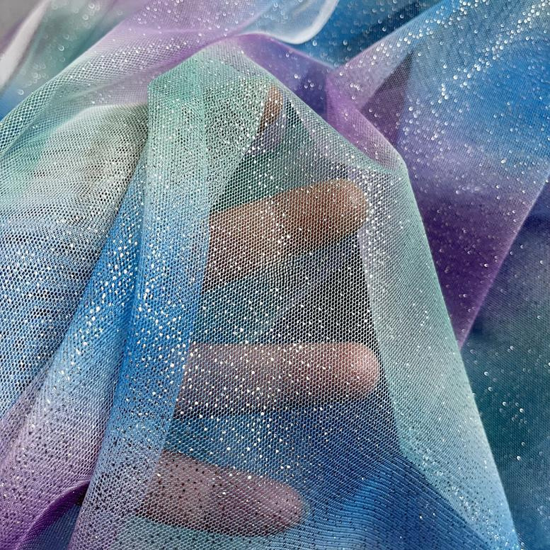 Rainbow organza gradient encryption Swiss mesh color mesh soft skirt stage background colorful DIY fabric