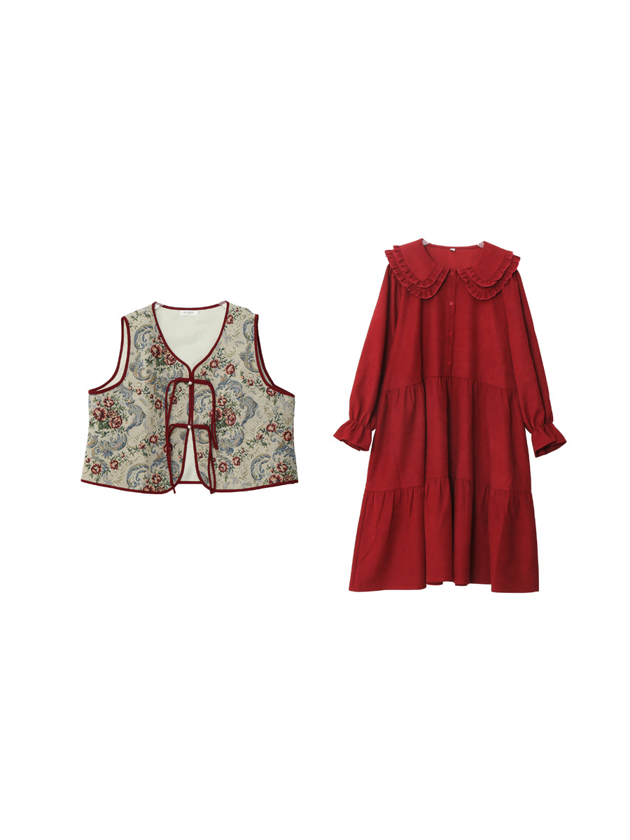 A505 New Year's Clothing Festive Fat Sister Plus Fat Plus Size Slimming Look Two-Piece Dress One Piece Drop Shipping Wholesale