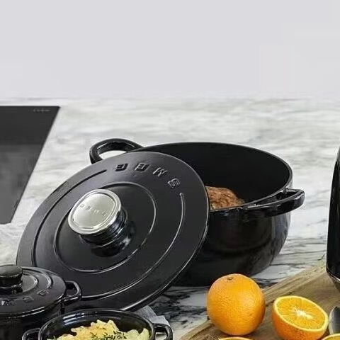 Smeg Smeg 4.2L Enamel Pot 24cm Cast Iron Pot Vintage Enamel Gas Stove with Lid Induction Cooker Universal