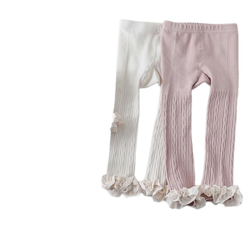 2025 Spring New 841 Children Leggings Colorful Lace Sweet Little Princess Cropped Pants