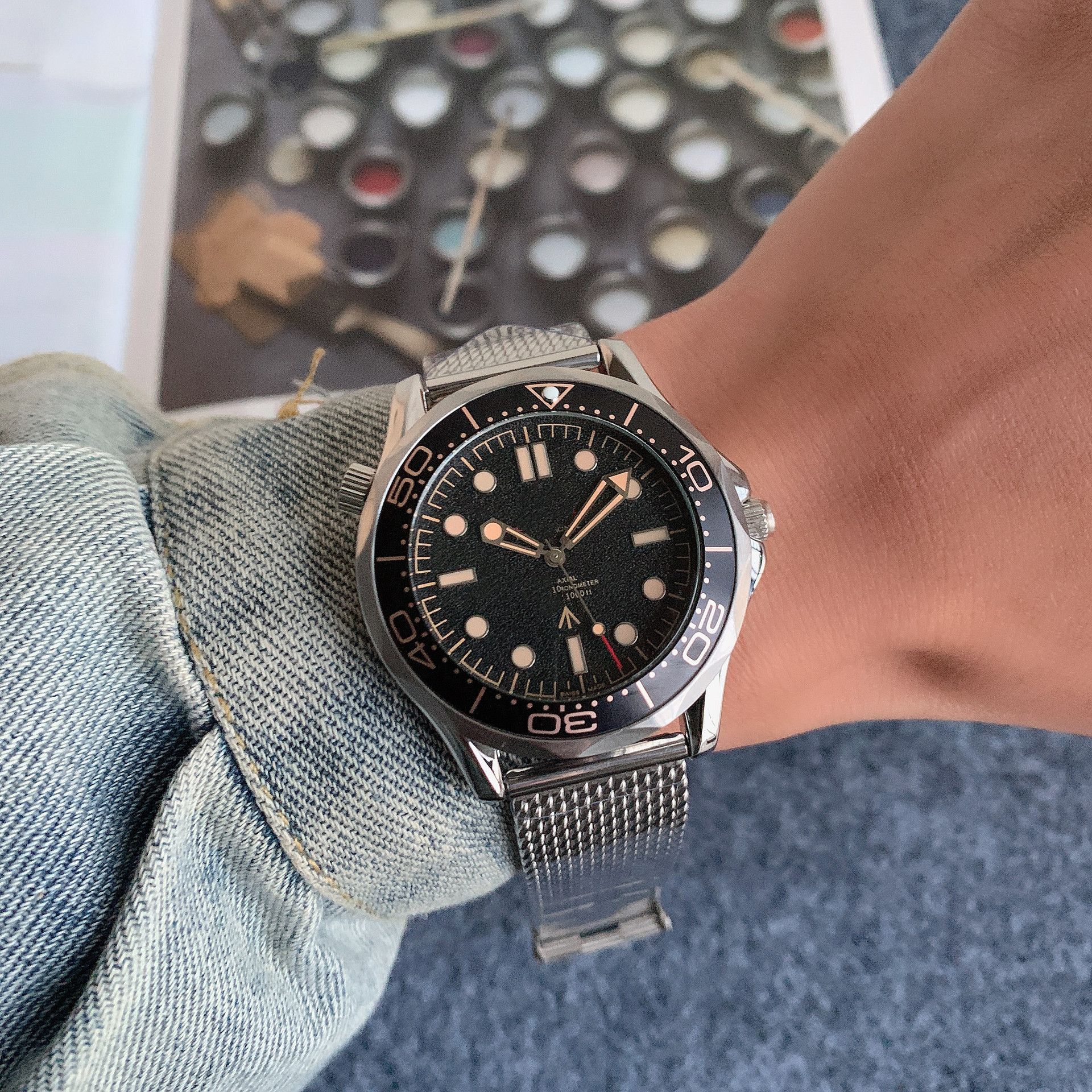 2021 Cross-border Foreign Trade European Haima Series Diving Sports Men's Business Casual Temperament Mesh Band Watch Gift