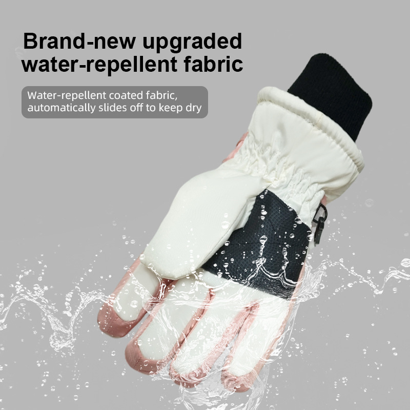 Cross-Border Outdoor Ski Gloves for Kidsren Aged 3-9 Years Old, Winter Thickeneded and Velvet Windproof and Warm Cycling Sports Gloves for Men and Women