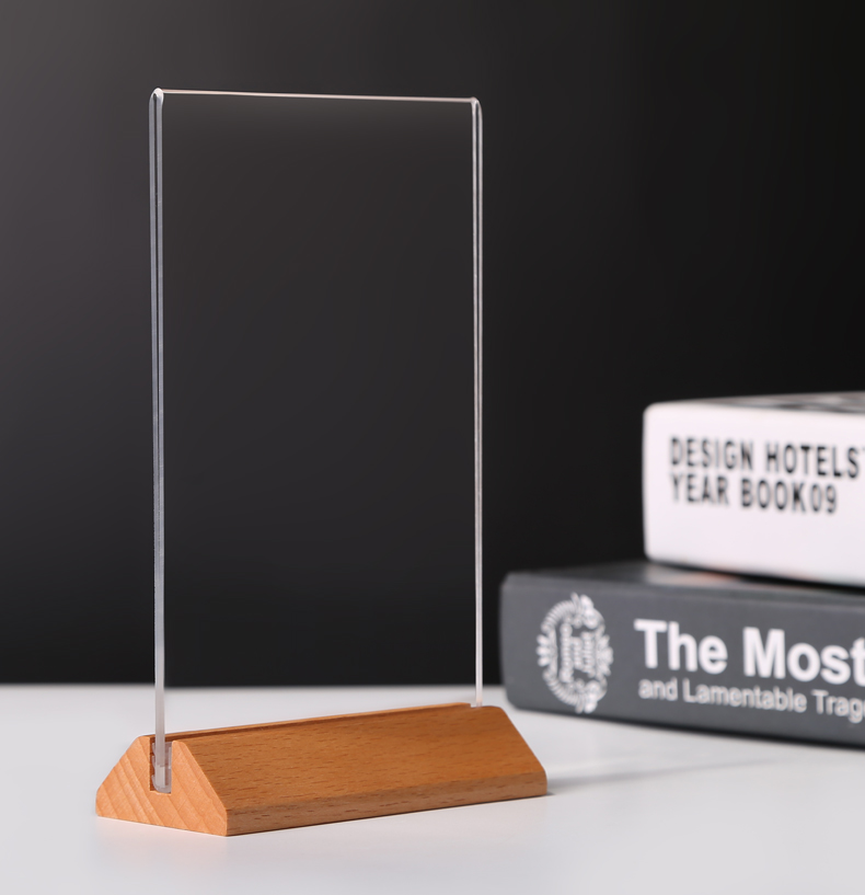 Acrylic A4 Table Card A5 Stand Restaurant Menu Price List Wooden Price Table Card Table Card Double-Sided Display Brand