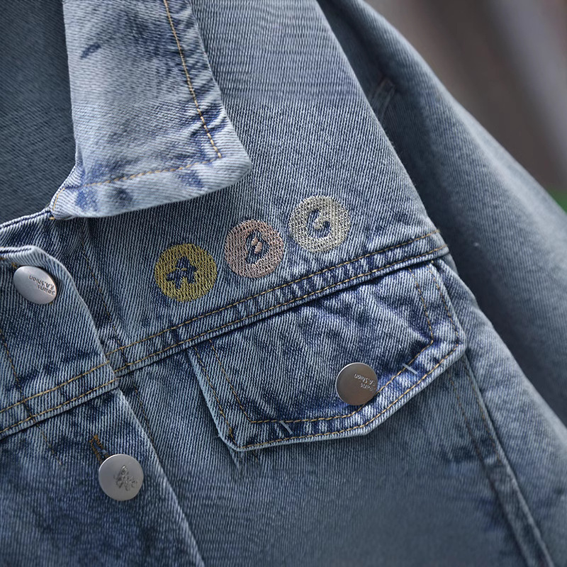 Girls' Denim Coat Western Style Embroidered Baby Long Sleeve Top 2025 Spring and Autumn New Children's Small and Medium-sized Children's Jacket