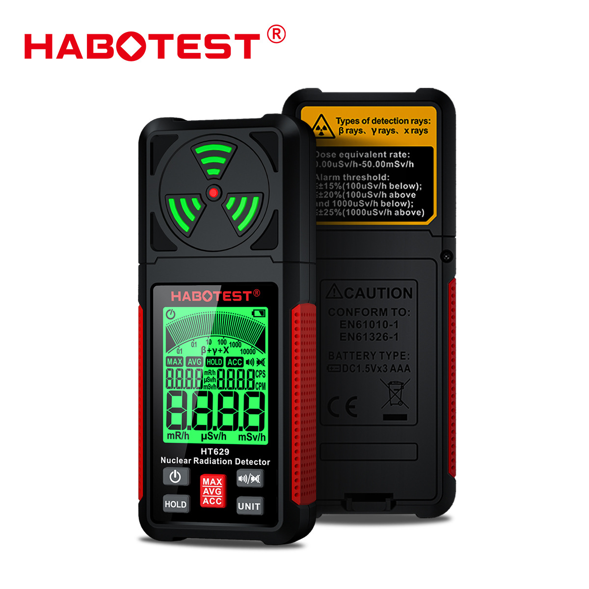 Huabo HT629 Nuclear Radiation Detector Electromagnetic Electric Field Radiation Alarm Ionizing Radiation Detector HABOTEST
