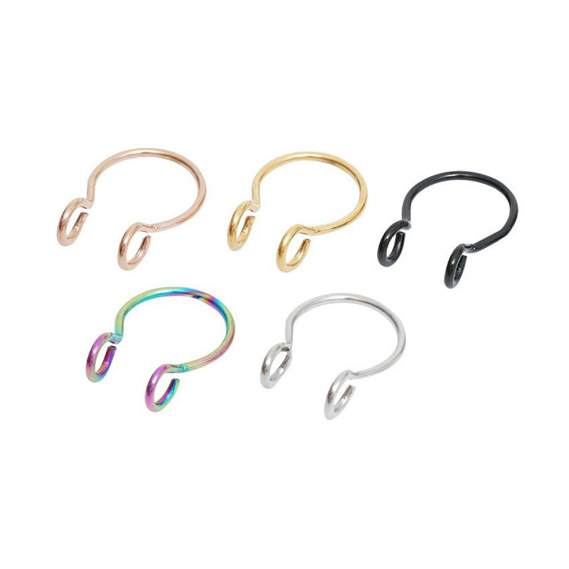 Cross-Border Spot Supply of European and American Nose Nails, Septum, No Piercing, U-Shaped Nose Ring, Stainless Steel Fake Nose Clip Piercing Jewelry
