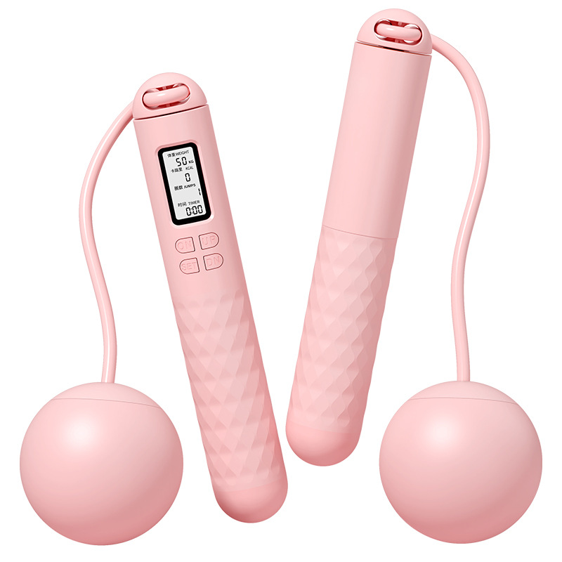 Skipping Rope Dual-Purpose Weight-Bearing Intelligent Digital Counting Cordless Weight-Bearing Ball Wire Rope for Adults and Kidsren Wholesale Abs Handle