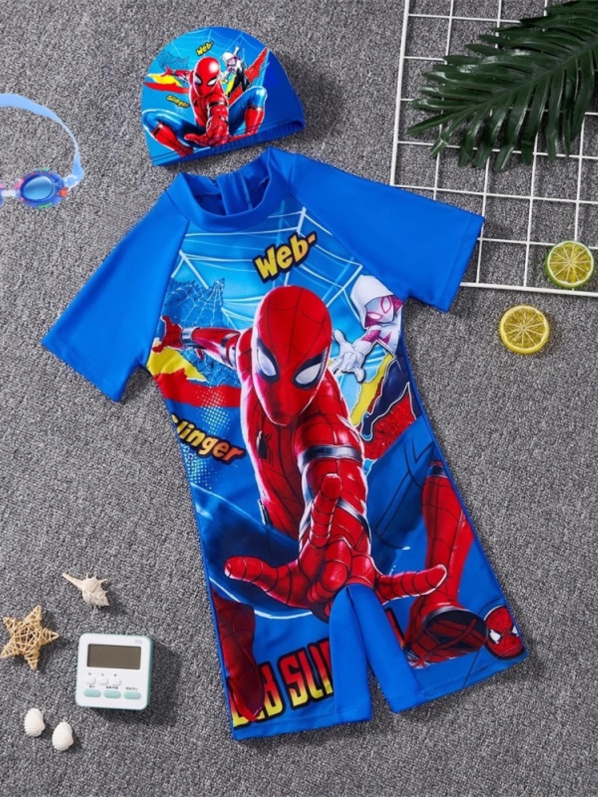 Children's swimsuit one-piece polyester boy cartoon suit swimming summer boy