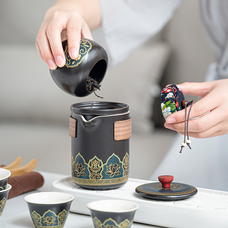 Travel tea set suit portable fast cup outdoor ceramic tea set activities business festival gifts custom wholesale