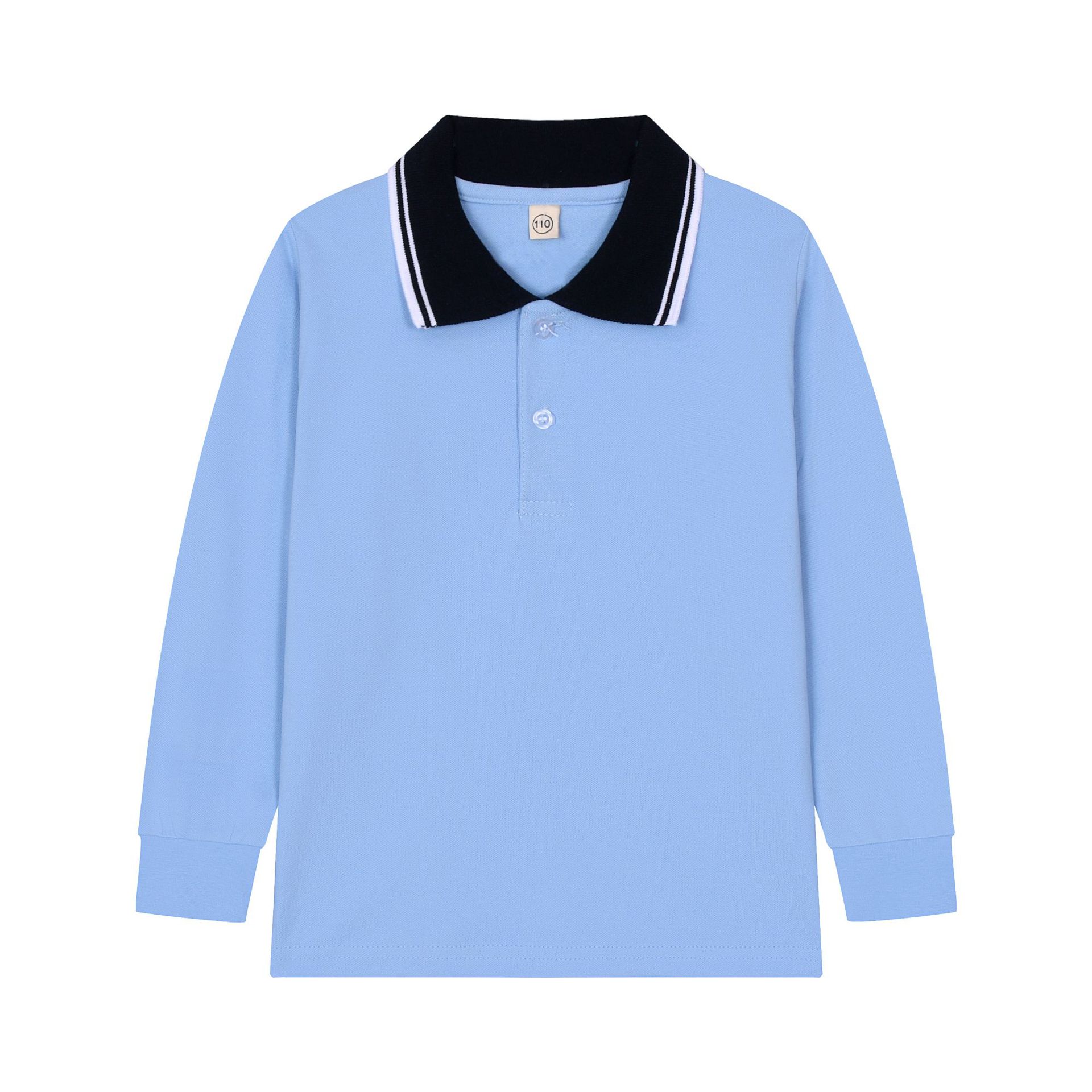Boys' polo shirt long-sleeved T-shirt children's cotton school uniform girls' lapel garden clothes White bottoming shirt one-piece delivery