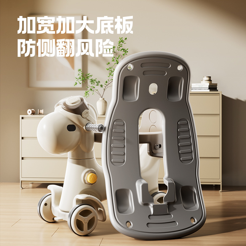Baby Rocking Horse Wooden Horse Toy Kidsren's Rocking Horse Yo-Yo Car Two-In-One Anti-Fall Baby Rocking Car First Year Gift