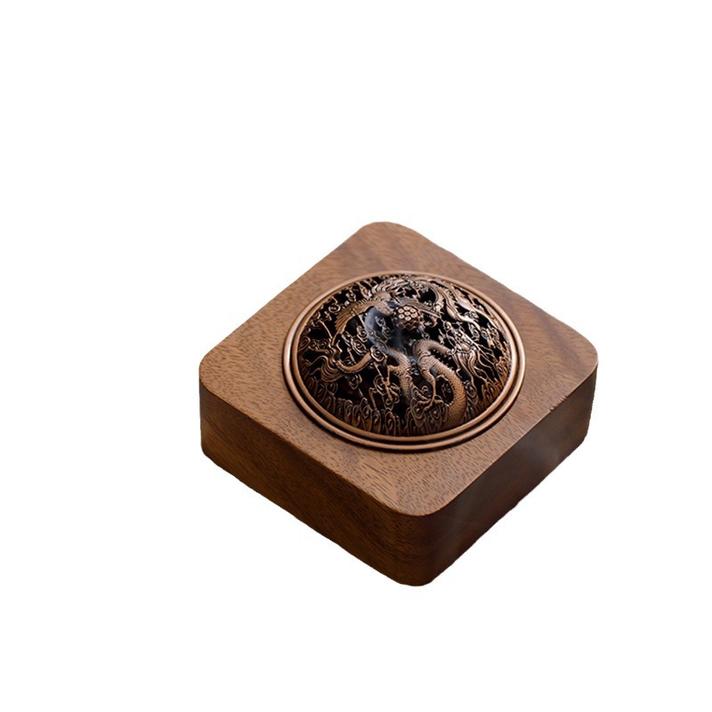 Walnut Zen Tea Ceremony Incense Stove Household Ornaments Chinese-style Indoor Aquilarum Incense Aromatherapy Hollow with Lid Incense Insertion Bottom