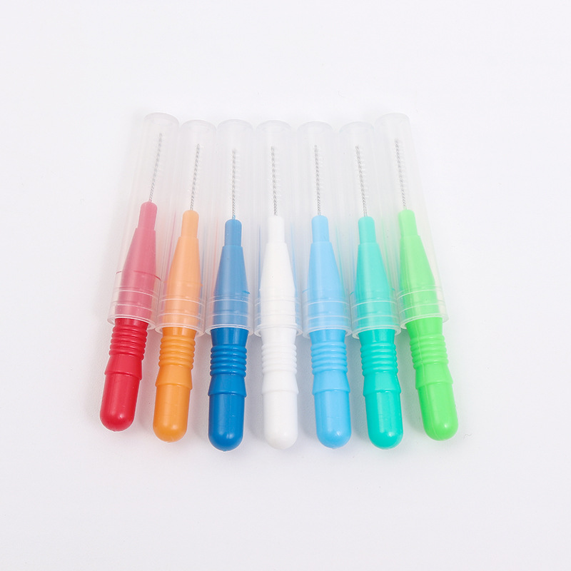 Color mixing direct supply interdental brush oral care brush orthodontic interdental brush toothpick cleaning gap brush I-type interdental brush
