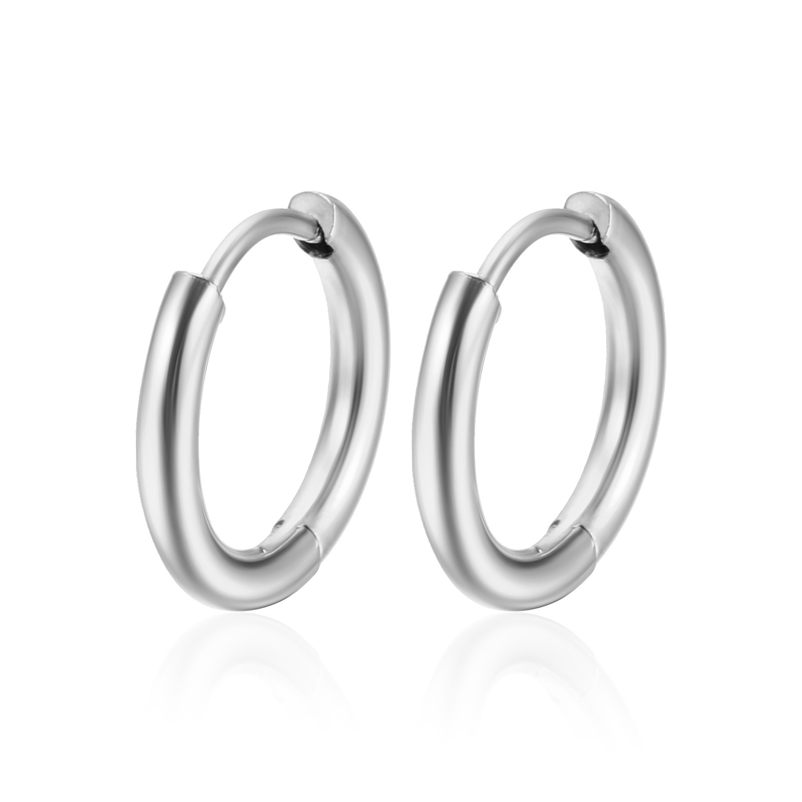 Cross-Border High-Quality Titanium Steel Hoop Earrings, Non-Fading, Simple and Elegant, Round Stainless Steel Jewelry Wholesale Piercing