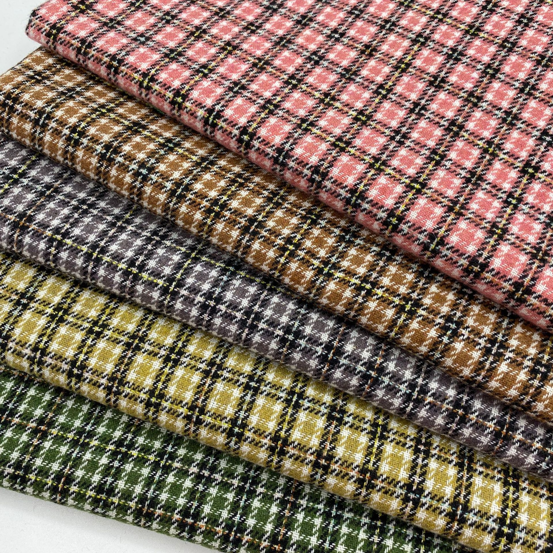 В наличии винтажная ткань с мелким клетчатым рисунком для детской одежды пряжа окрашенная шерстяная ткань