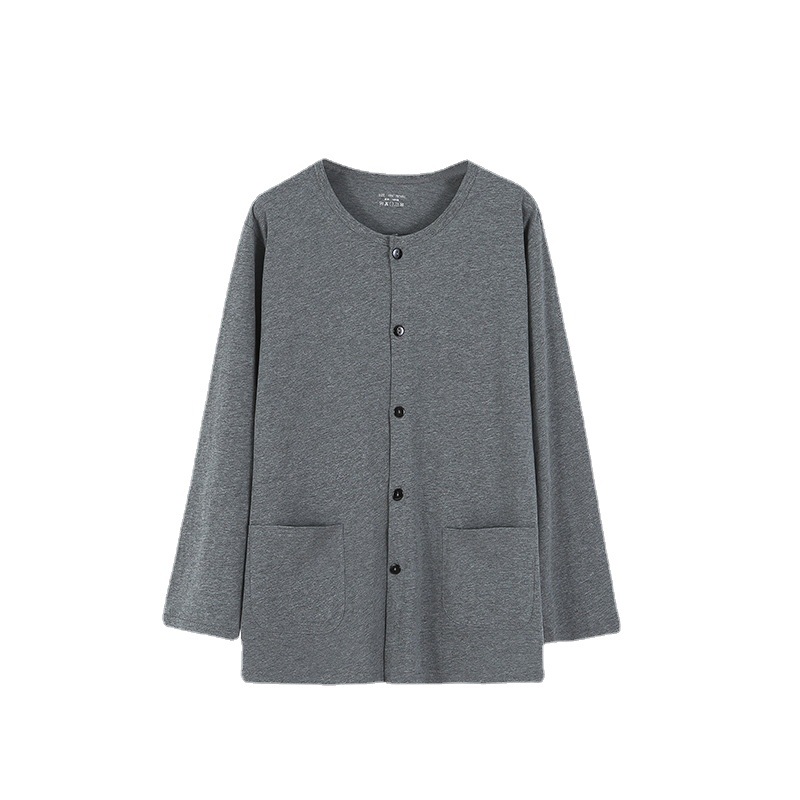 Pure Cotton Spring & Fall Long-Sleeved T-Shirts for Middle-Aged and Elderly People, Dad Cardigans, Autumn Clothes, Thin Long-Sleeved Summer Old Man Shirts for the Elderly