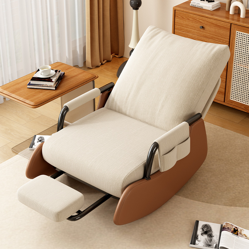 Rocking Chair Recliner Lazy Chair Balcony Leisure Chair Living Room Home Lazy Sofa Single Rocking Chair with Footrest