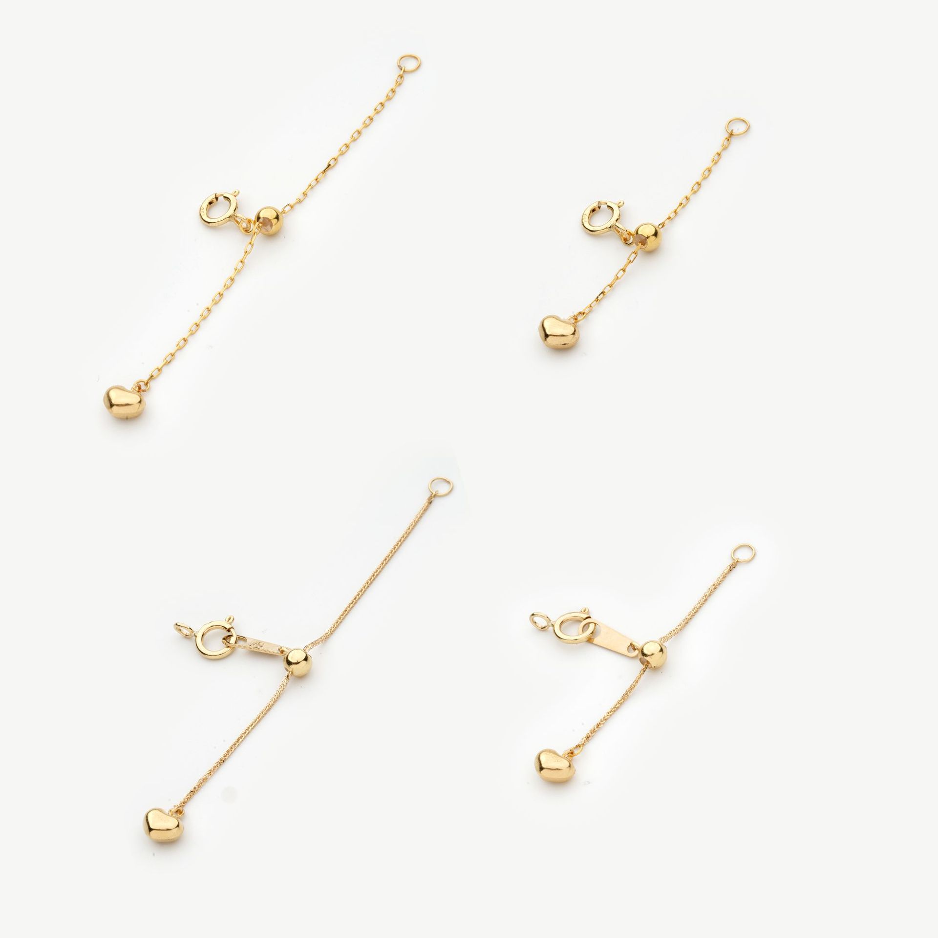 18K Gold Heart Extension Chain Tail Chain Multifunctional Bean Pearl Adjustable Chain DIY Necklace Bracelet Anklet Combination