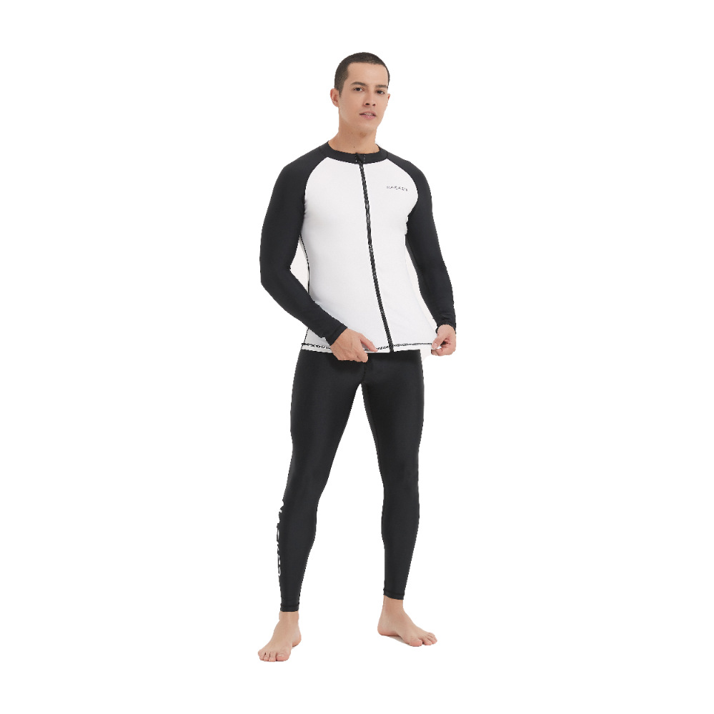Diving Suit Swimsuit Men's Long-sleeved New Style Zipper Color-matching Quick-drying Micro-elastic Surfer Suit Jellyfish Suit Snorkeling Sun-protective Suit