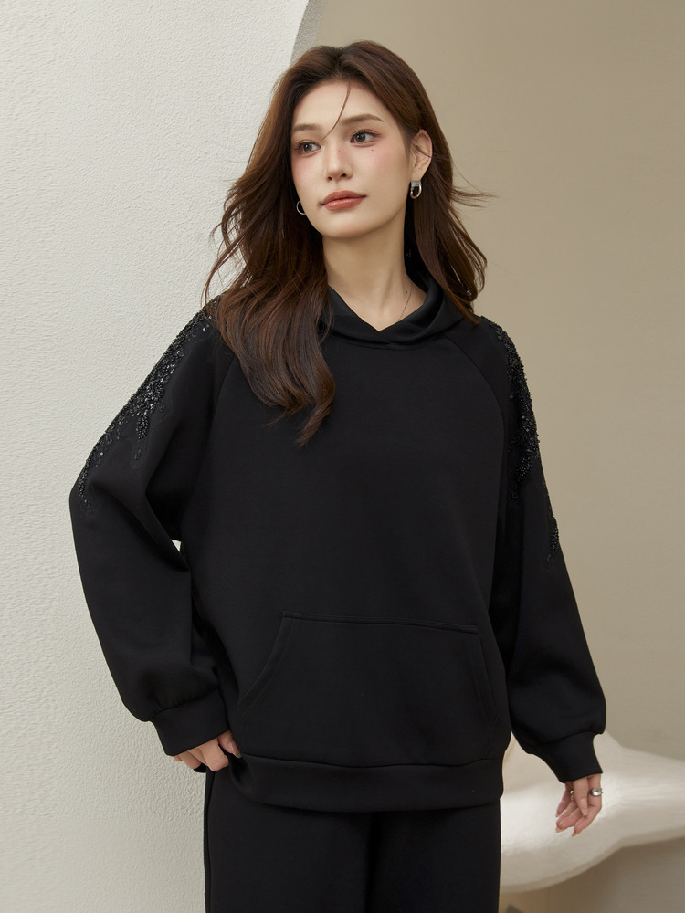 Slim Show plus size Women's Fashionable Western Style Huggy Hooded Sweat Pants Two-Piece Set Fat mm2024 Autumn New