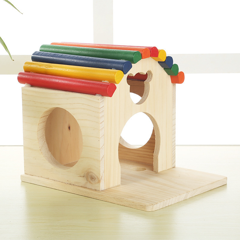 Hamster Totoro Toy Wooden Seesaw Pedal Platform Swing Climbing Ladder Wooden House Slide Rainbow House Wine Barrel Springboard