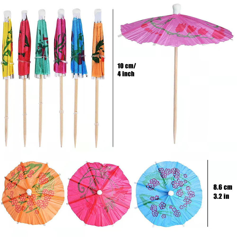 Disposable Small Umbrella Sign Fruit Sign Fruit Plate Decorative Sign Cold Dishes Platter Decorative Flower Umbrella Sign Flower Paper Umbrella Small Umbrella