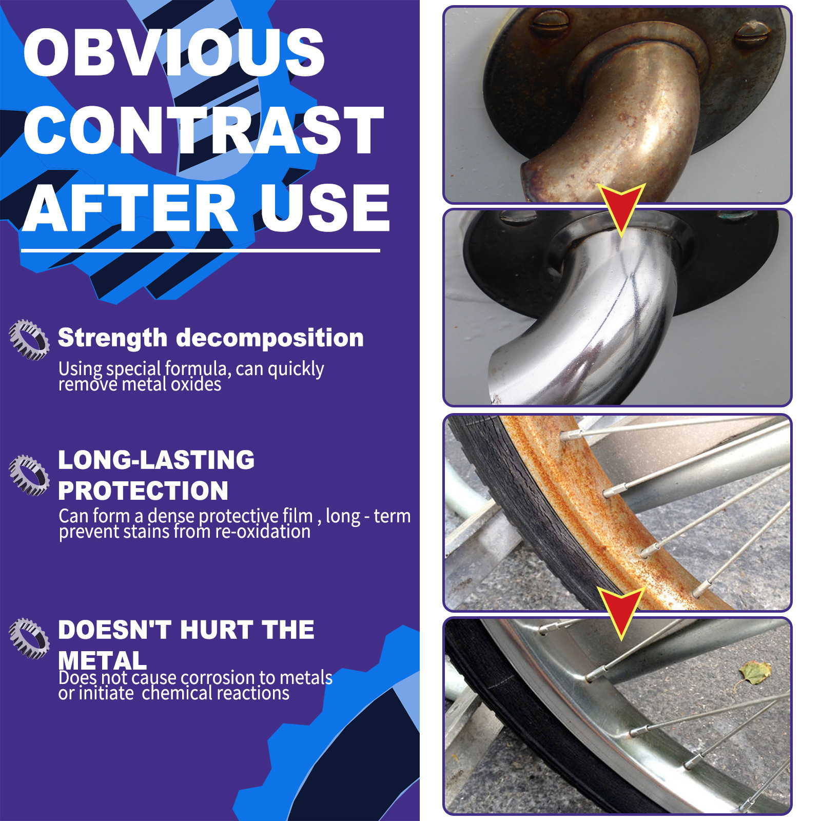 Homonth Metal Rust Removal Spray Metal Anti-Rust Oil Lubricant Cleaner Rust-Loosening Multi-Function Lubricant