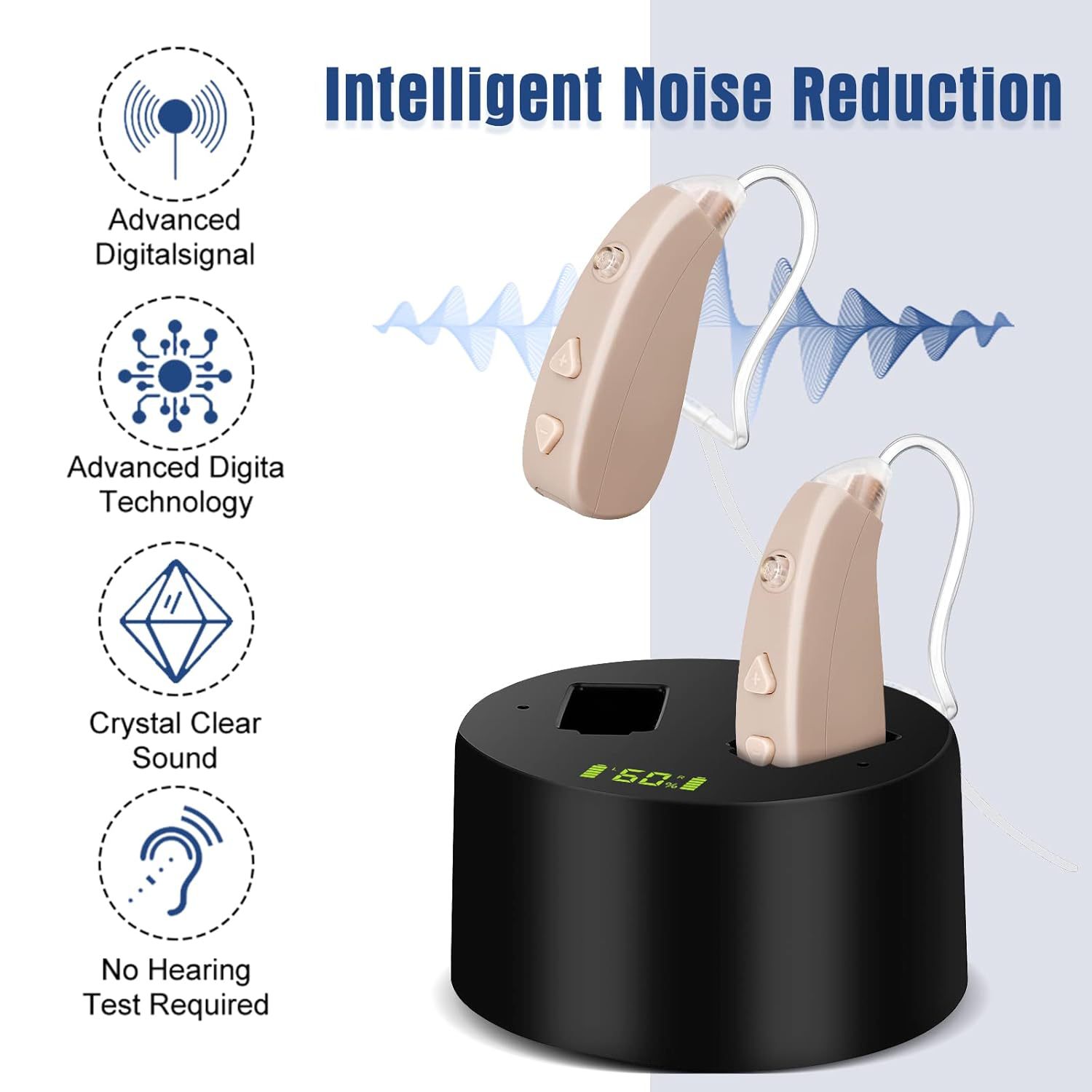 Cross-Border English Hearingaids Behind-The-Ear Hearing Aids for the Elderly USB Digital Display Charging Sound Amplifier