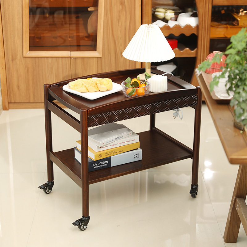 Тележка для обслуживания в ресторане с колесами, двухъярусная, многофункциональная для гостиной, для хранения закусок