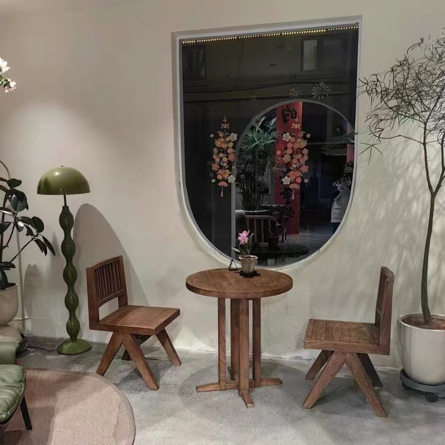 Old Elm Coffee Table Square B&B Hotel Table and Chairs Round Folk Table and Chairs Solid Wood Dining Table Log Table and Chairs